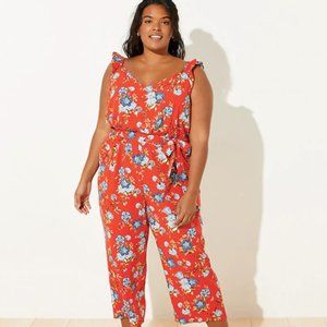 LOFT Plus Vine Tie Front Jumpsuit